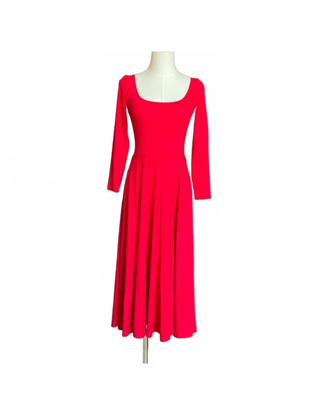 Reformation Red Long Sleeve Midi Dress, Size S